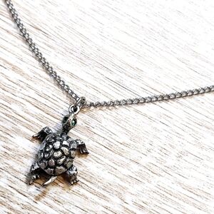 Silver Turtle Pendant Necklace